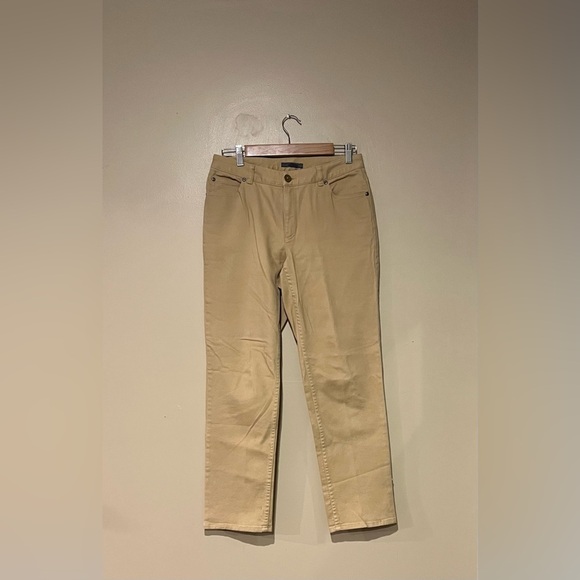 Liz Claiborne Pants Women 6 Khaki Stretch Straight Leg Cotton - Picture 1 of 5
